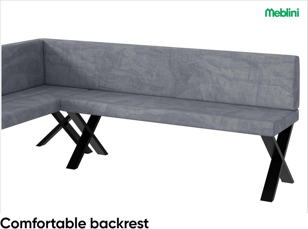 ECKBANK TONI_X - Grau, Textil (142/196cm) - Meblini