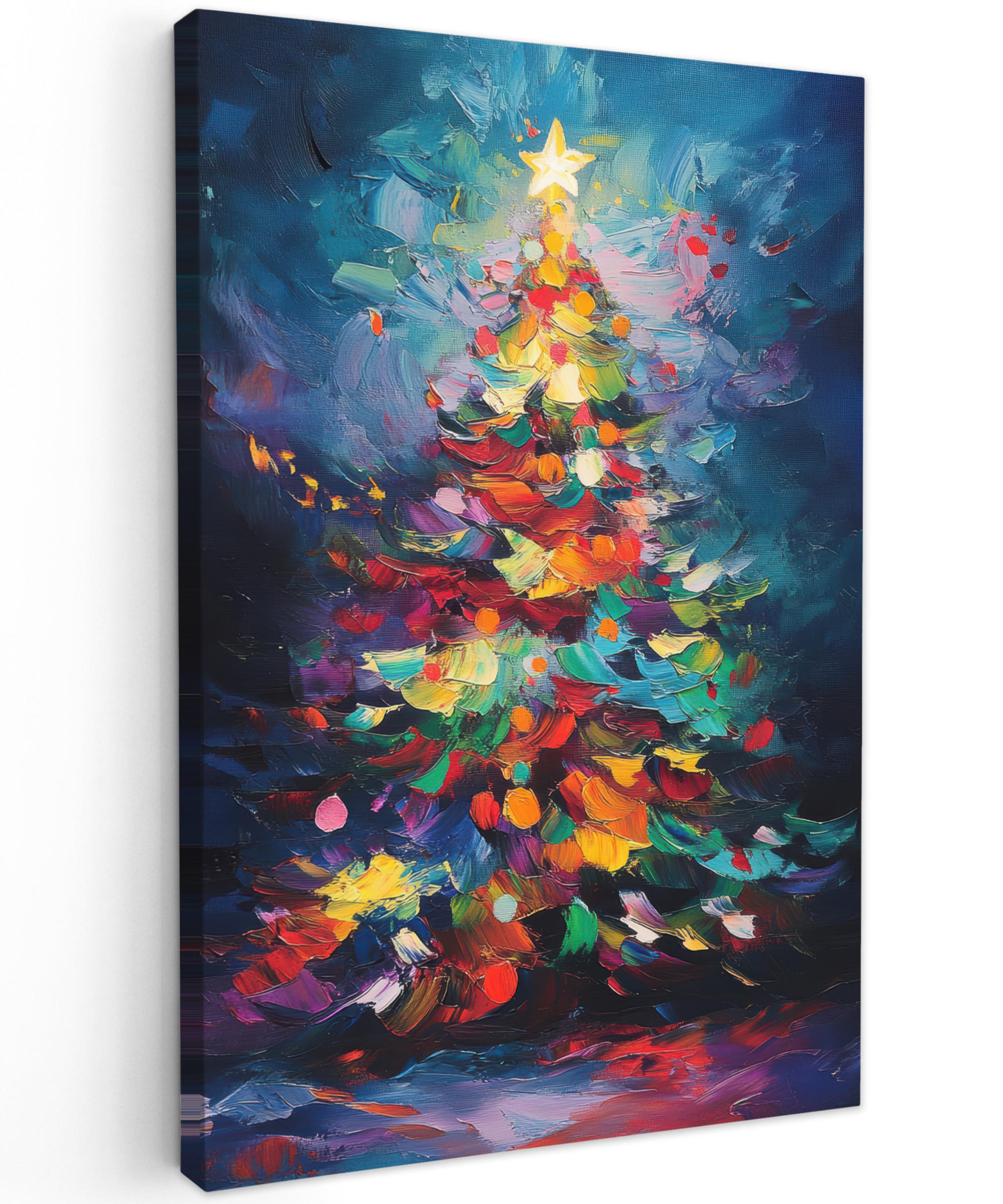LEINWANDBILD Weihnachtsbaum - Weihnachten - Abstrakt - Farbenfroh 20x30 cm - Multicolor, Textil (20/30cm) - MuchoWow