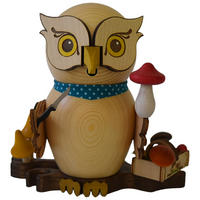 RAUCHFIGUR Eule Pilzsammler 15 cm - Multicolor, Holz (10/15/10cm)