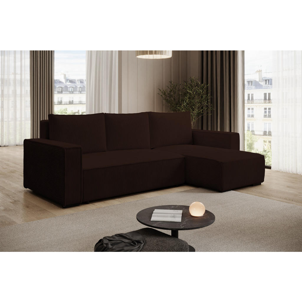 Thumbnail - Storez24 Ecksofa, Dunkelbraun, Textil, 3-Sitzer, 240x140 cm, Wohnzimmer, Sofas & Couches, Wohnlandschaften, Ecksofas