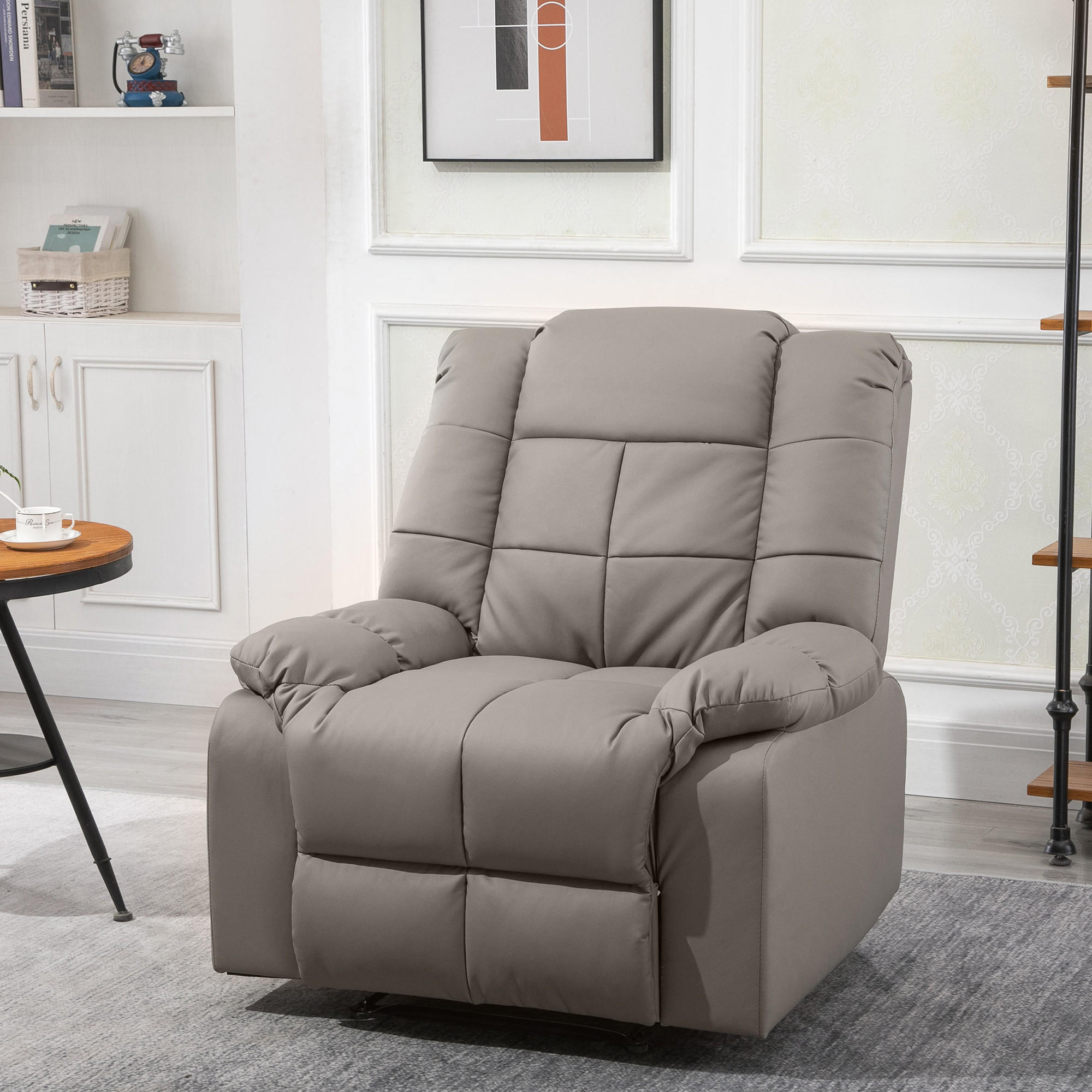 MASSAGESESSEL Elektrisch Fernsehsessel mit Liegefunktion 8 Massagepunkte Grau - Grau, Kunststoff/Metall (99/99/94cm) - HOMCOM