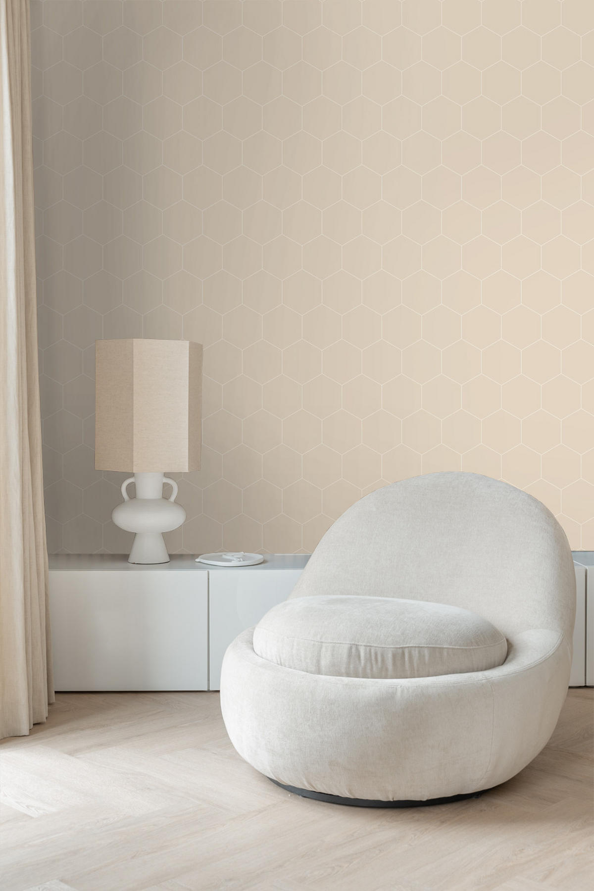 TAPETE Wabenmuster 53 cm x 10.05 m - Beige, Papier (53/1000cm) - ESTAhome