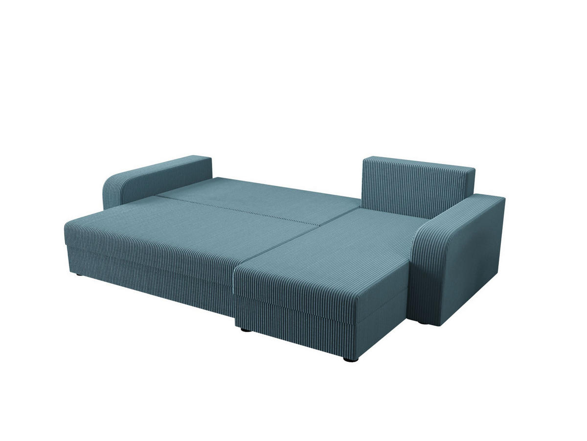 ECKSOFA HEWLET L BIS Zoom 14 Rechts mit Schlaffunktion - Blau, Textil (240/140cm) - Bedante