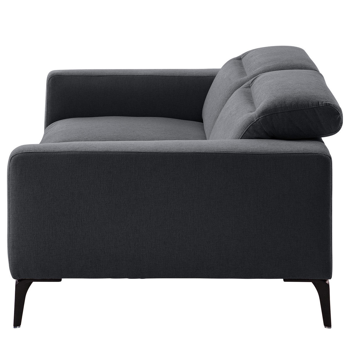 2-SITZER SOFA - Schwarz/Grau, Textil/Metall (170/73/107cm) - home24