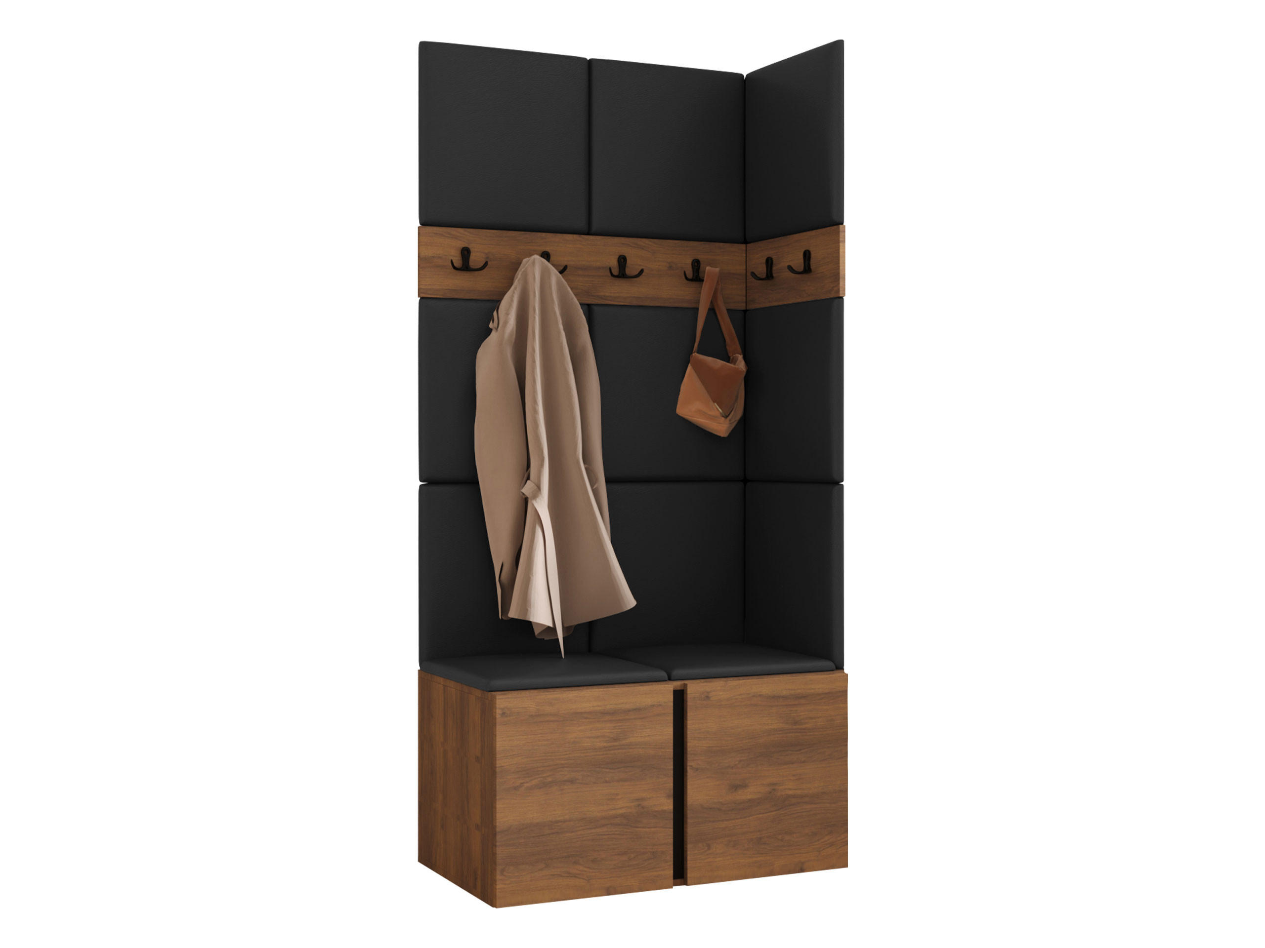 MOBILIER PENTRU HOL Orion I - culoare lemn de nuc/negru, material plastic/compozit lemnos (84/186/46cm) - MIRJAN24