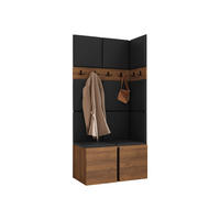GARDEROBEN-SET Orion I - Nussbaumfarben/Schwarz, Holzwerkstoff/Kunststoff (84/186/46cm) - MIRJAN24