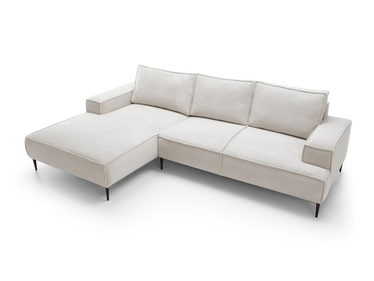 ECKSOFA DUNA Beige Kordstoff - Beige, Holz (275/173cm) - MASSENO