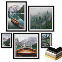 WANDBILDER 5er-Set - 50x50 cm & 20x30 cm & 40x60 cm Schwarzer Rahmen - Straßen, Häuser, Pflanzen, Töpfe - Schwarz, Kunststoff (40/60cm) - ArtPrintCave