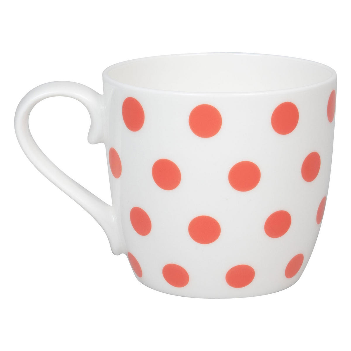 KAFFEEBECHER Dots - Coral - Weiß/Orange, Keramik (0.43L) - Könitz