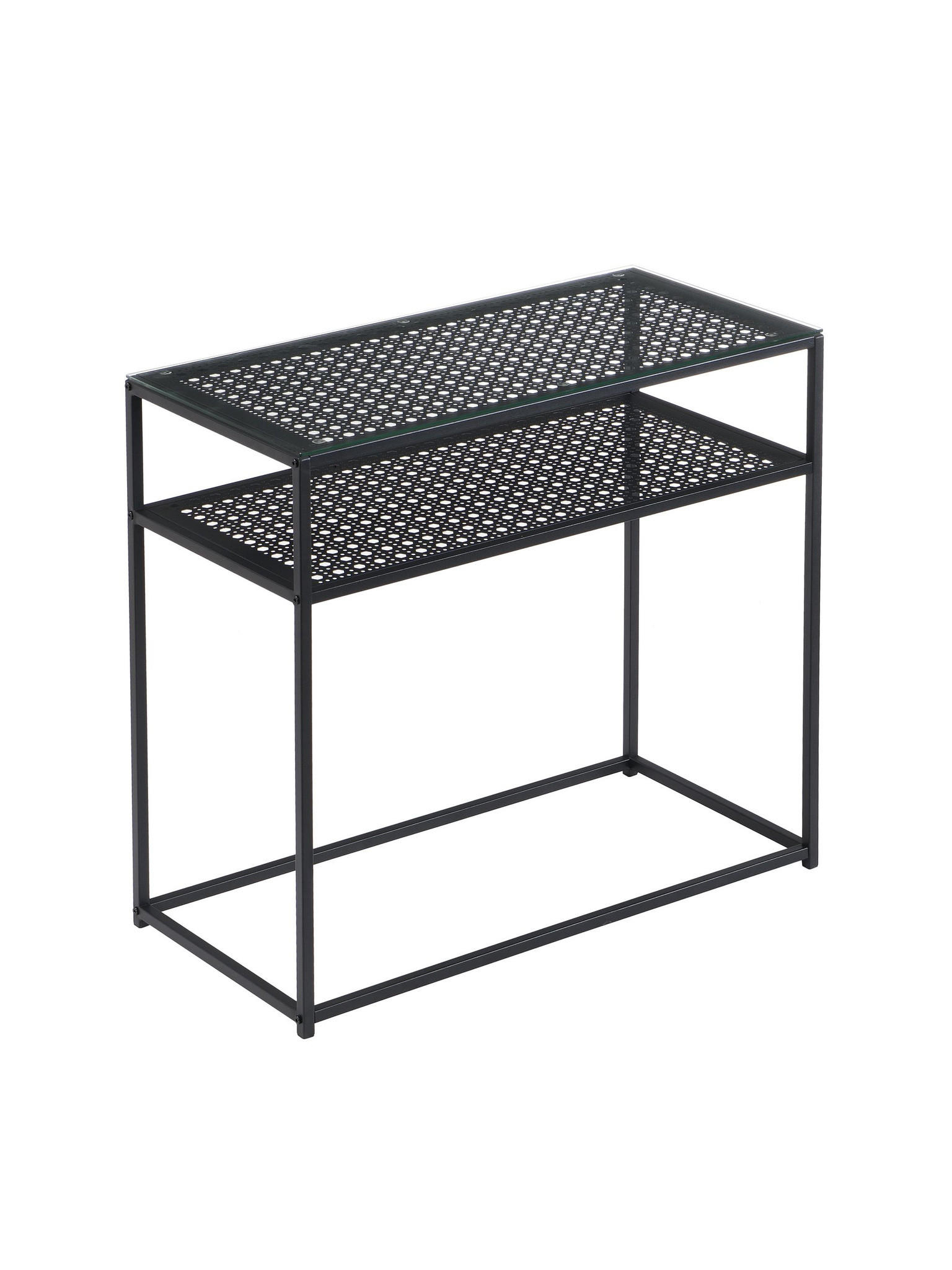 KONSOLENTISCH ALCUDIA, Einscheibensicherheitsglas, Schwarz, 80 x 40 x 77 cm - Schwarz, Glas/Metall (40/80/77cm) - KADIMA DESIGN