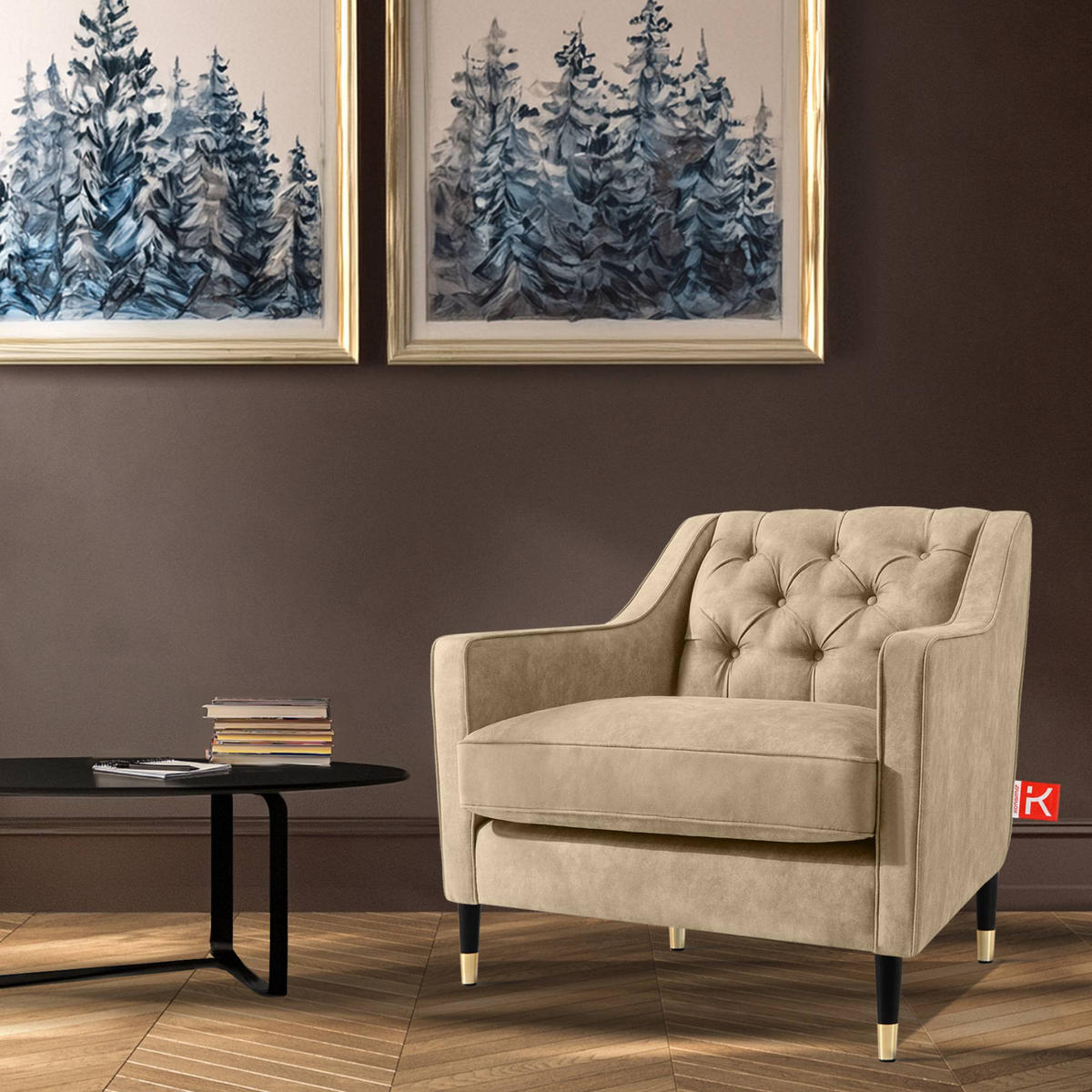 SESSEL NOMUS Kunstleder, gesteppt, leicht Beige - Wengefarben/Hellbraun, Holz/Holzwerkstoff (77/78/80cm) - KONSIMO®