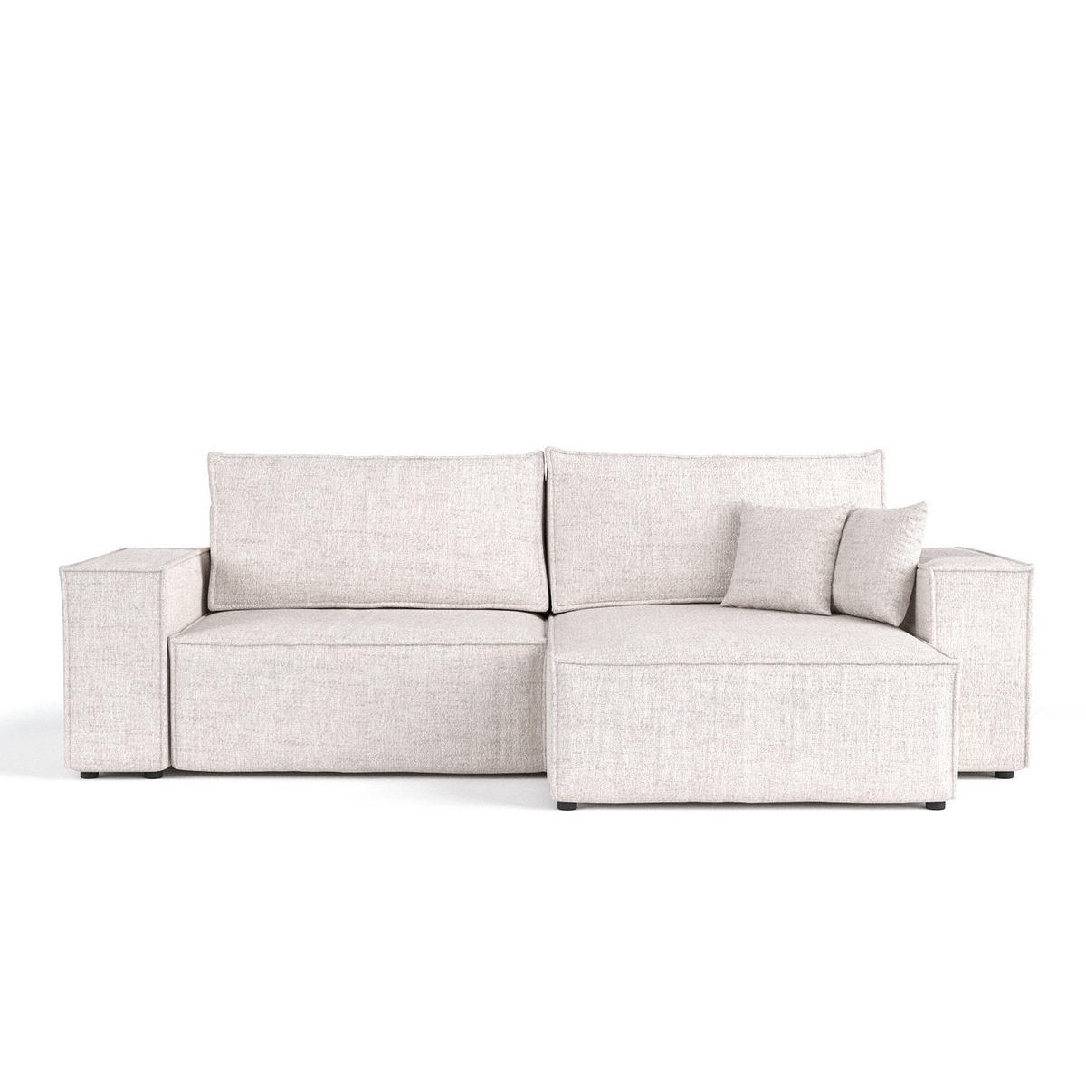 ECKSOFA CAVO mit Schlaffunktion Hellbeige im Neve Stoff - Sandfarben/Schwarz, Holz/Holzwerkstoff (255/148cm) - AltaBeds