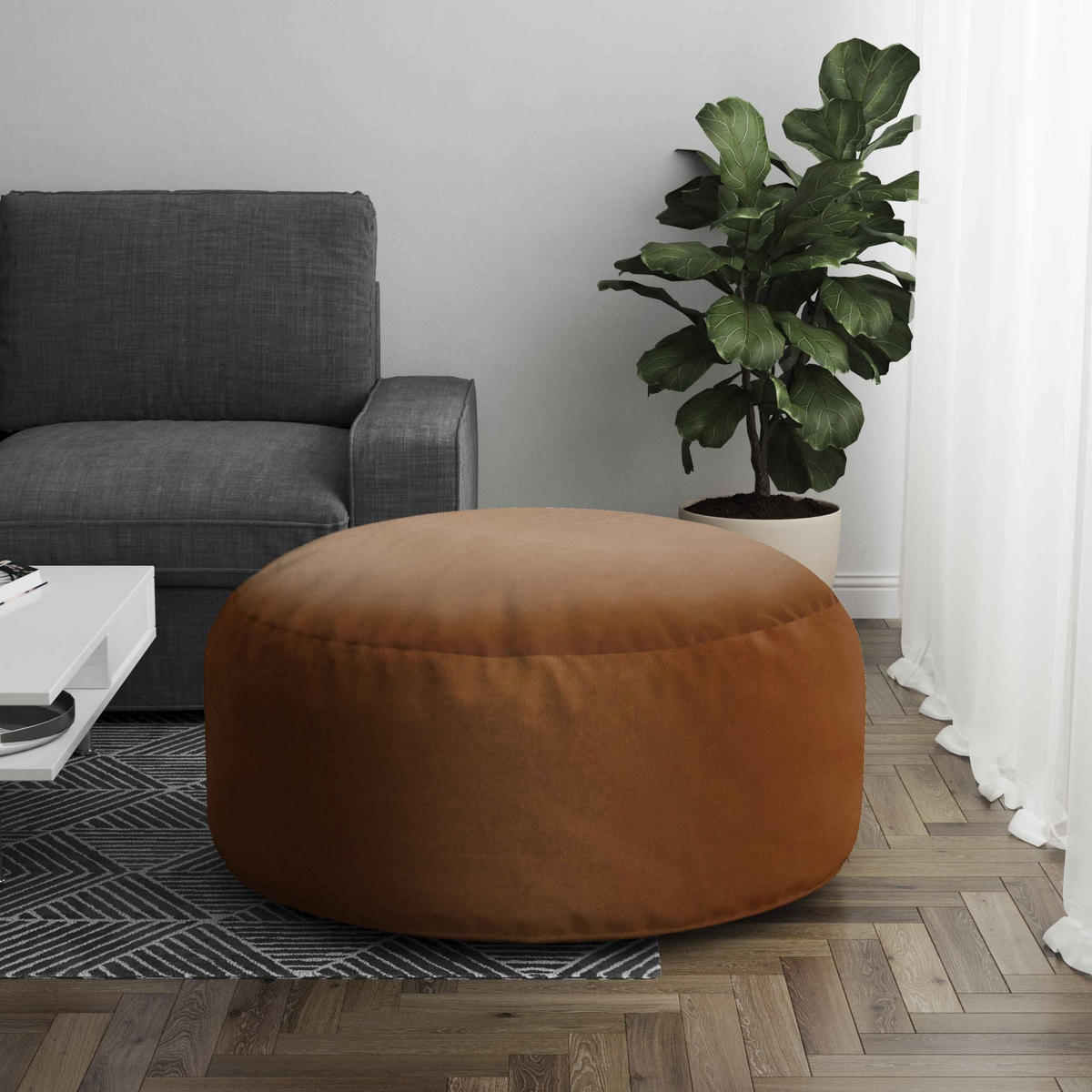 SITZSACK ROLLER Samtstoff Pumpkin Spice - Dunkelorange, Textil (70/40/70cm) - Dreamroots