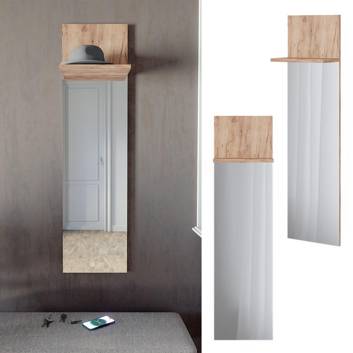 NÁSTĚNNÝ VĚŠÁK Siri Zlatý mocný dub - medově dubová, kompozitní dřevo (36/135/21.6cm) - Vicco