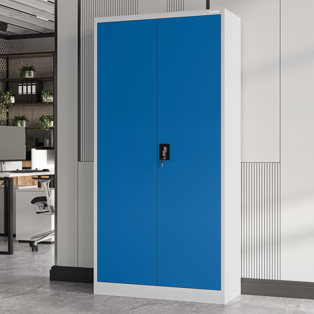 AKTENSCHRANK JAN 185x90x45 cm - Blau/Weiß, Metall (90/185/40cm) - Jan Nowak