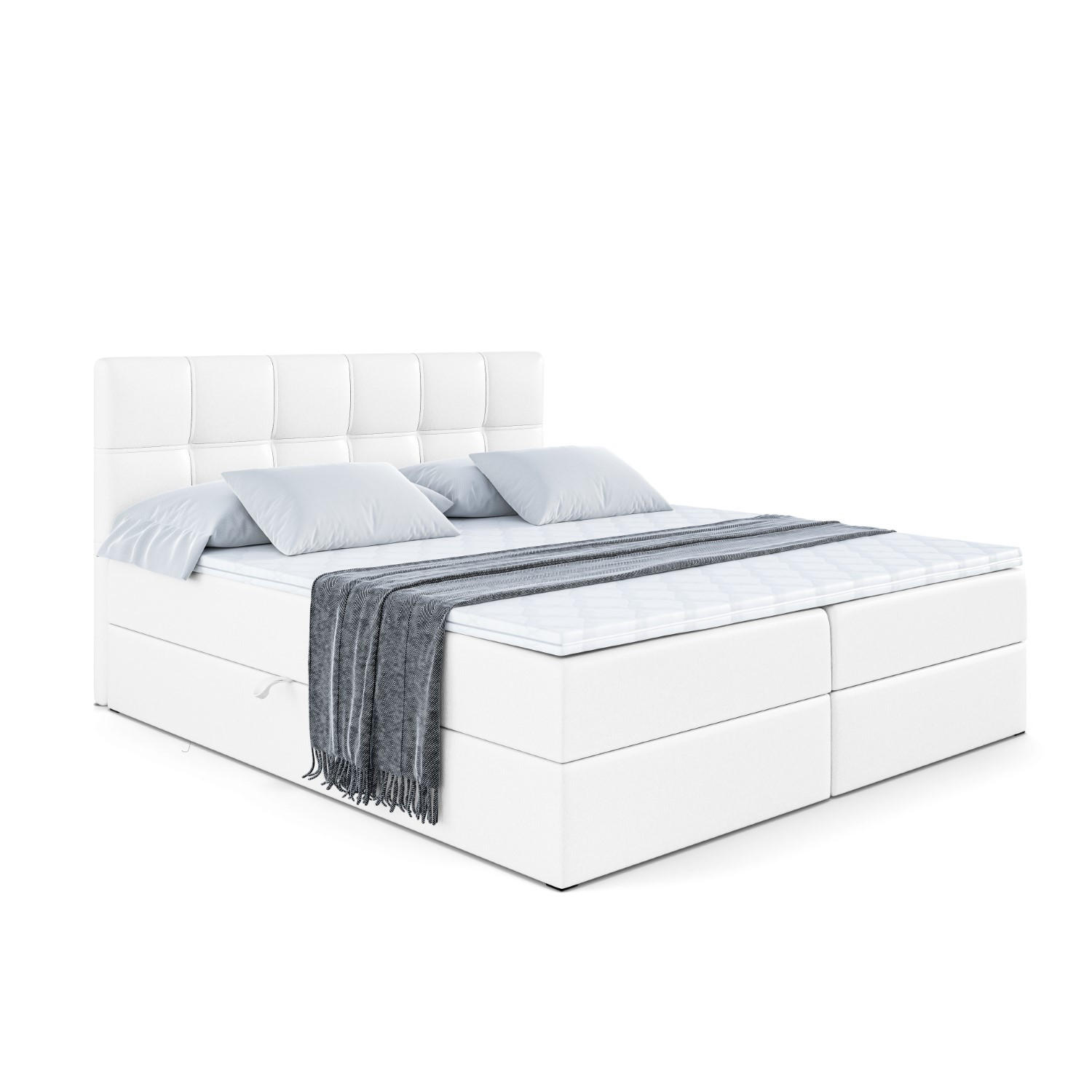 BOXBETT mit Matratze H3 und Lattenrost - MARCE - 160 x 200 cm - Weiß - Weiß Hochglanz, Holzwerkstoff (160/200cm) - ALTDECOR