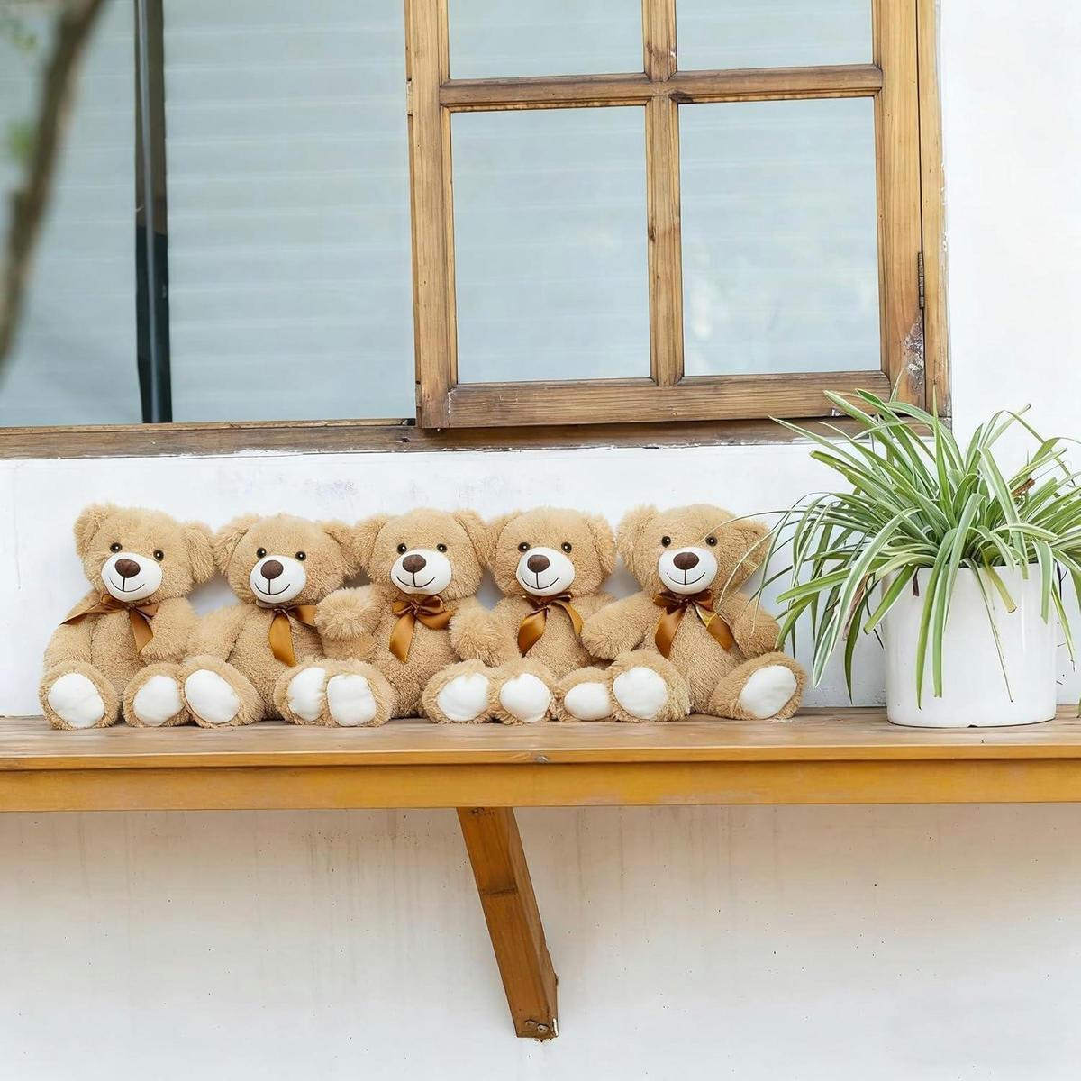 PLÜSCHTIER Teddybär 5-teiliges Set Khaki 34 cm - Olivgrün, Textil (30/35cm)