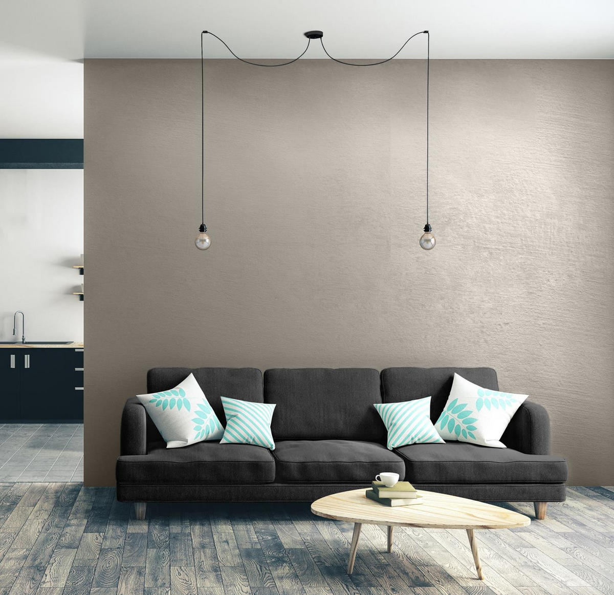 PENDELLEUCHTE Hang 2 Flammig Retro Schwarz - Schwarz, Naturmaterialien (250/1/250cm) - HOOPZI