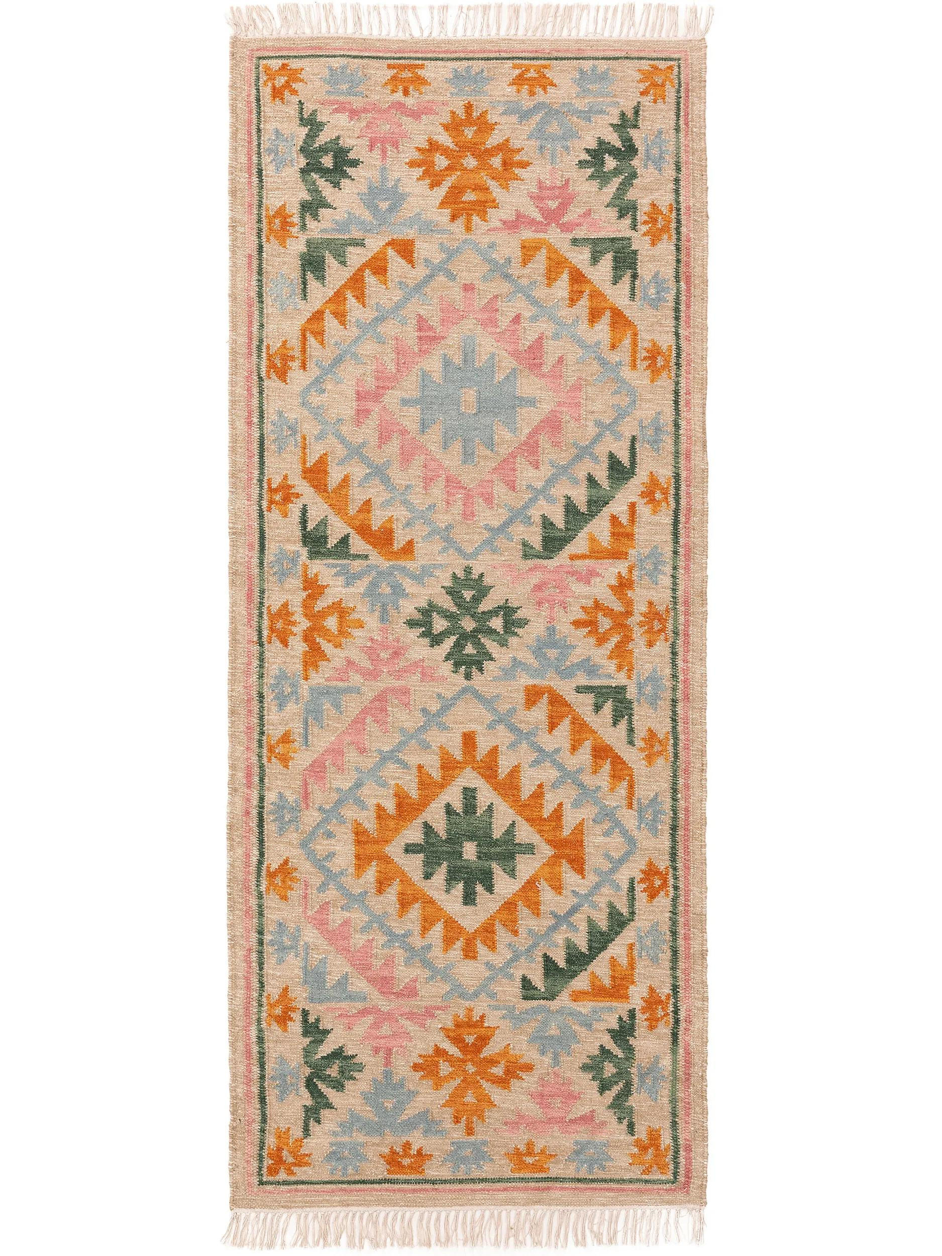 KELIM handgewebt Zohra Multicolor/Beige 80x200 cm - Multicolor, Textil (80/200cm) - benuta Pure