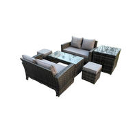 GARTENSOFA Hohe Rückenlehne Polyrattan Dunkelgrau 6-Sitzer - Dunkelgrau, Metall - Fimous
