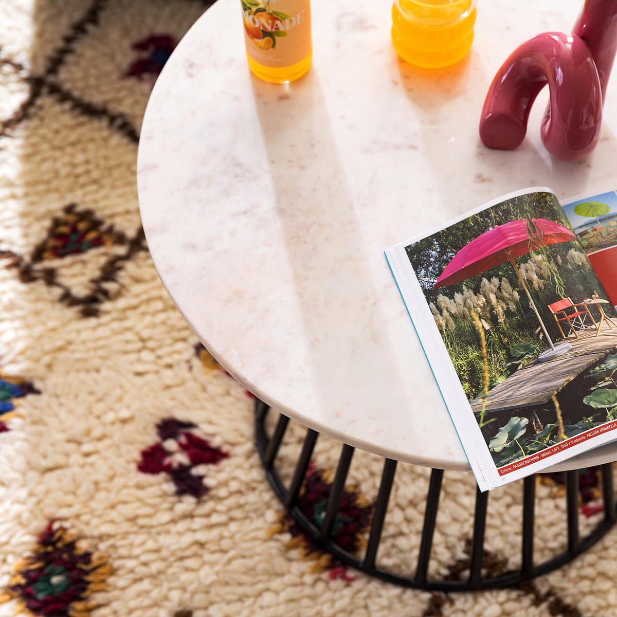 COUCHTISCH - Marmor Weiß / Schwarz - Schwarz/Weiß, Naturmaterialien (60/60/45cm) - home24