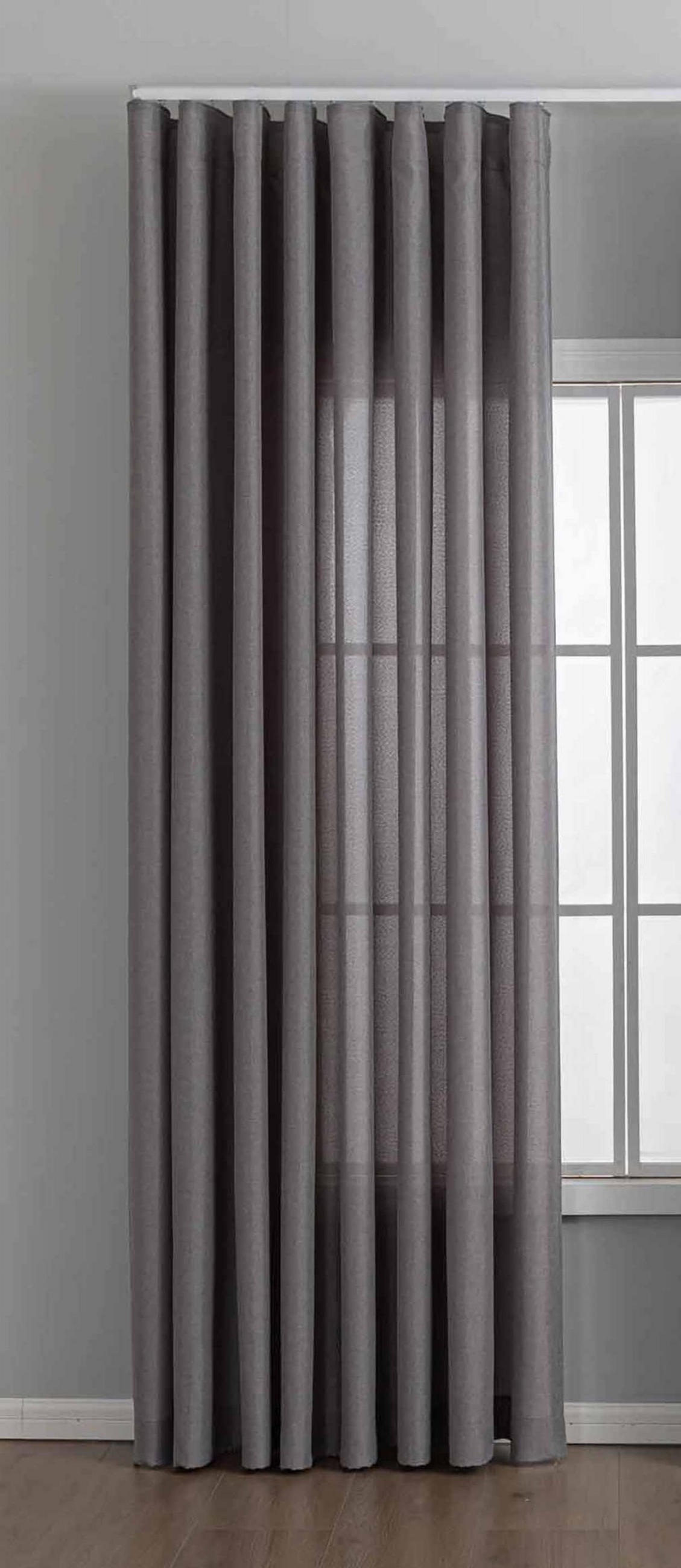 GARDINE Wellenvorhang Wien 245x300 cm Grau - Grau, Textil (300/245cm) - Gardinenbox