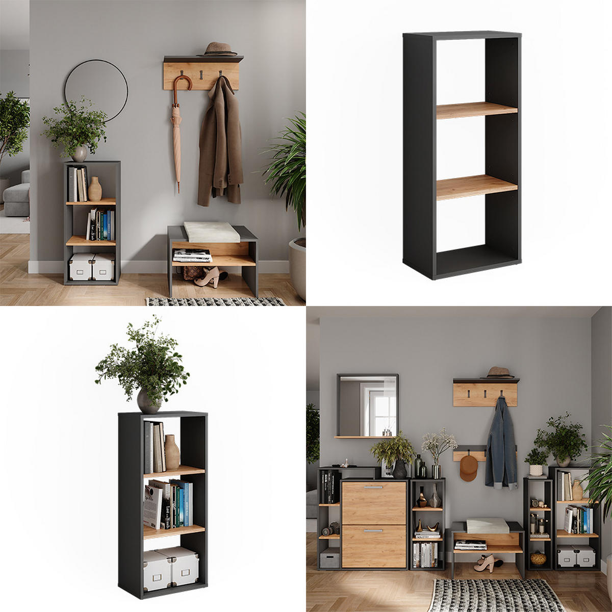 BOTNÍK Orlando Antracit/zlatý dub - medově dubová/antracitová, kompozitní dřevo (40/90.5/24cm) - Vicco