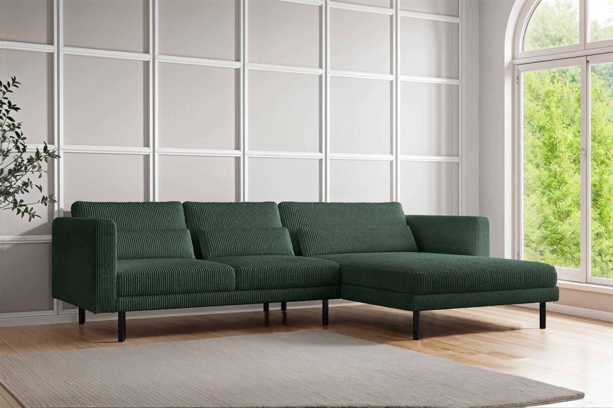 ECKSOFA Agada In Poso - Grün, Holzwerkstoff/Textil (281/174cm) - Fun Möbel