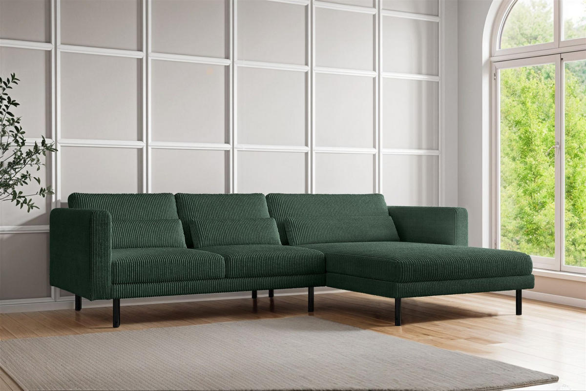 ECKSOFA Agada In Poso - Grün, Holzwerkstoff/Textil (281/174cm) - Fun Möbel
