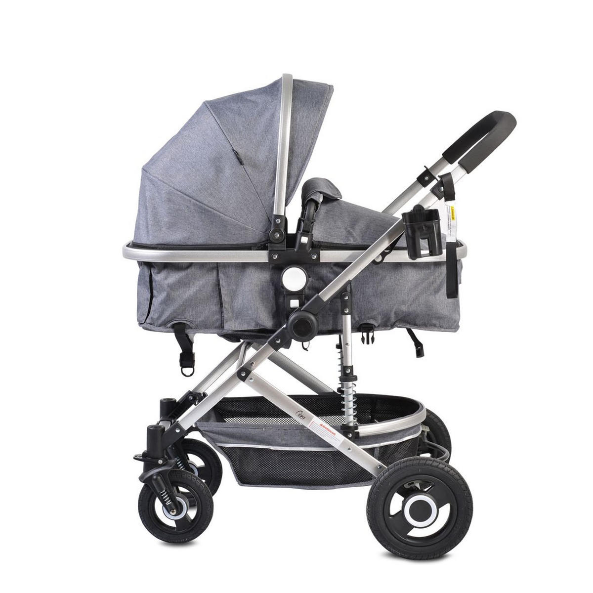 KINDERWAGEN Ciara grau Tragetasche Sportsitz Wickeltasche faltbar Sitz umkehrbar - Grau, Metall (94/63/103cm) - Moni