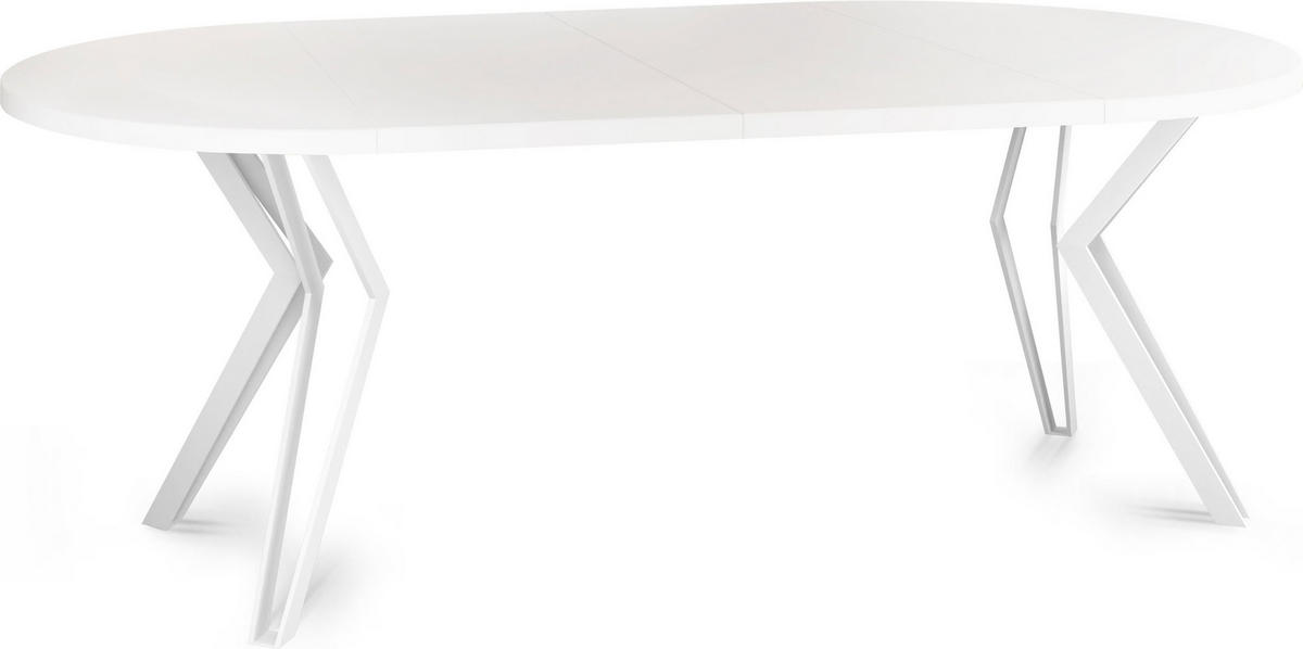 ESSTISCH Austin runder ausziehbarer, Weiß 100-180/100/76 cm - Weiß, Holzwerkstoff/Metall (100/180/76cm) - WFL GROUP