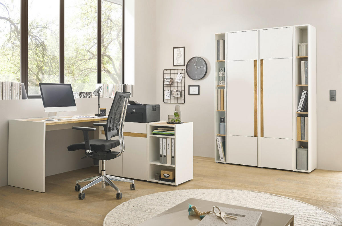STANDCONTAINER Weiß matt, Eiche Wotan 40 x 70 cm, Aktenregal mit 3 Fächern - Eiche Wotan/Weiß, Holzwerkstoff/Kunststoff (40/70/40cm) - Furn.Design