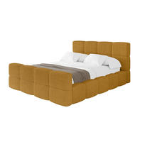 POLSTERBETT mit Bettkasten und Lattenrost, Bett mit Kopfteil, Boxbett ohne Matratze, Doppelbett mit Stauraum - NATA-Z 120x200 Senfgelb - Kupferfarben, Holzwerkstoff/Textil (120/200cm) - ALTDECOR