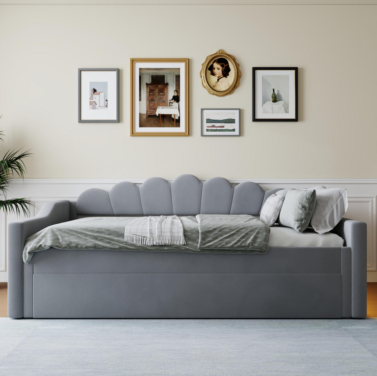 KREVET 140/200 cm s LED osvjetljenjem i izvlačnim ležajem, Siva - siva, drvni materijal (140/200cm) - Redom