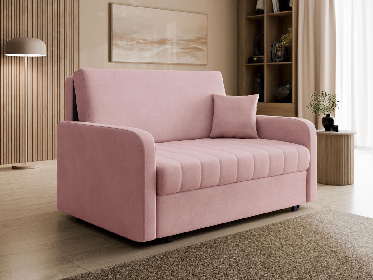 SCHLAFSOFA Viva Silk III - Schwarz/Rosa, Holz/Textil (152/85/98cm) - MIRJAN24