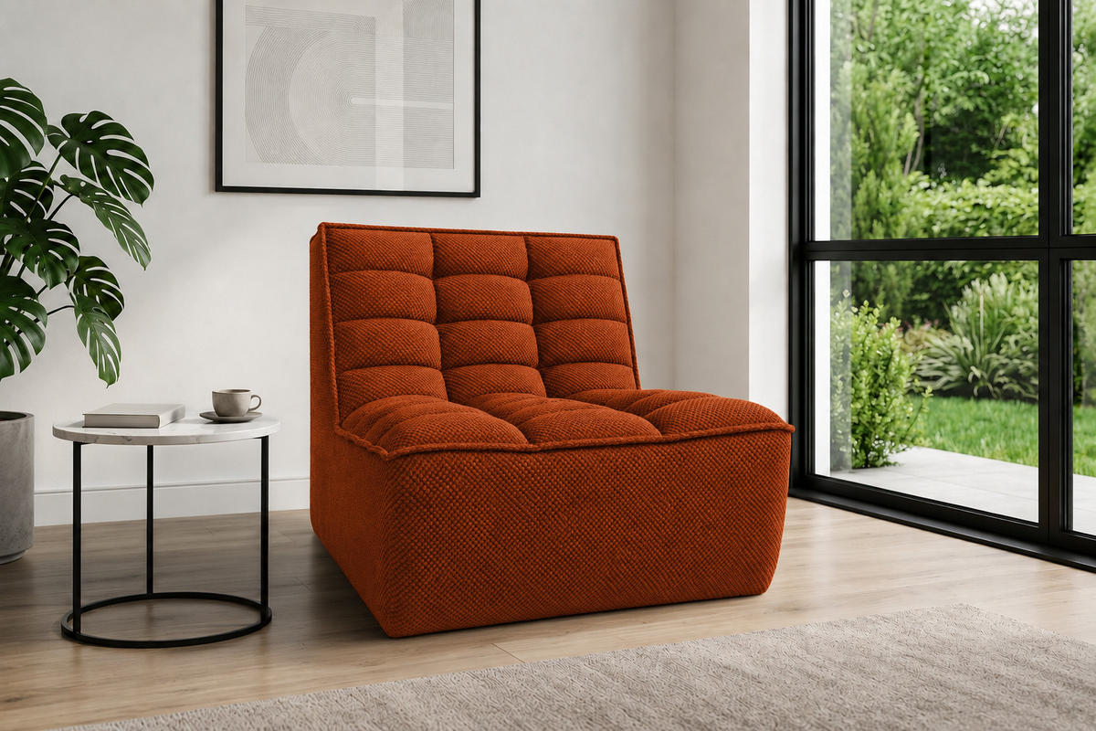 SESSEL, Loungesessel, Plüschstoff Pop, Kupfer, LAZY - Kupferfarben, Holz (80/76/93cm) - Kaiser Möbel