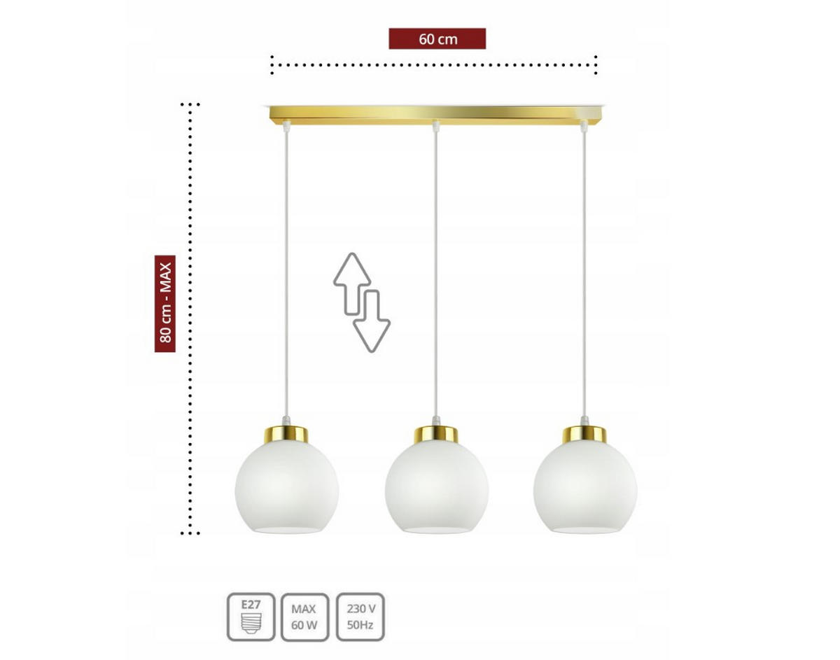 PENDELLEUCHTE GOLDGLAS - Goldfarben/Weiß, Glas/Metall (13/70/80cm) - kiki design