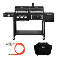 GASGRILL und Smoker HERO DUO Set inkl. Abdeckhaube und Gasdruckregler - Schwarz, Metall (164/118/60cm) - TAINO