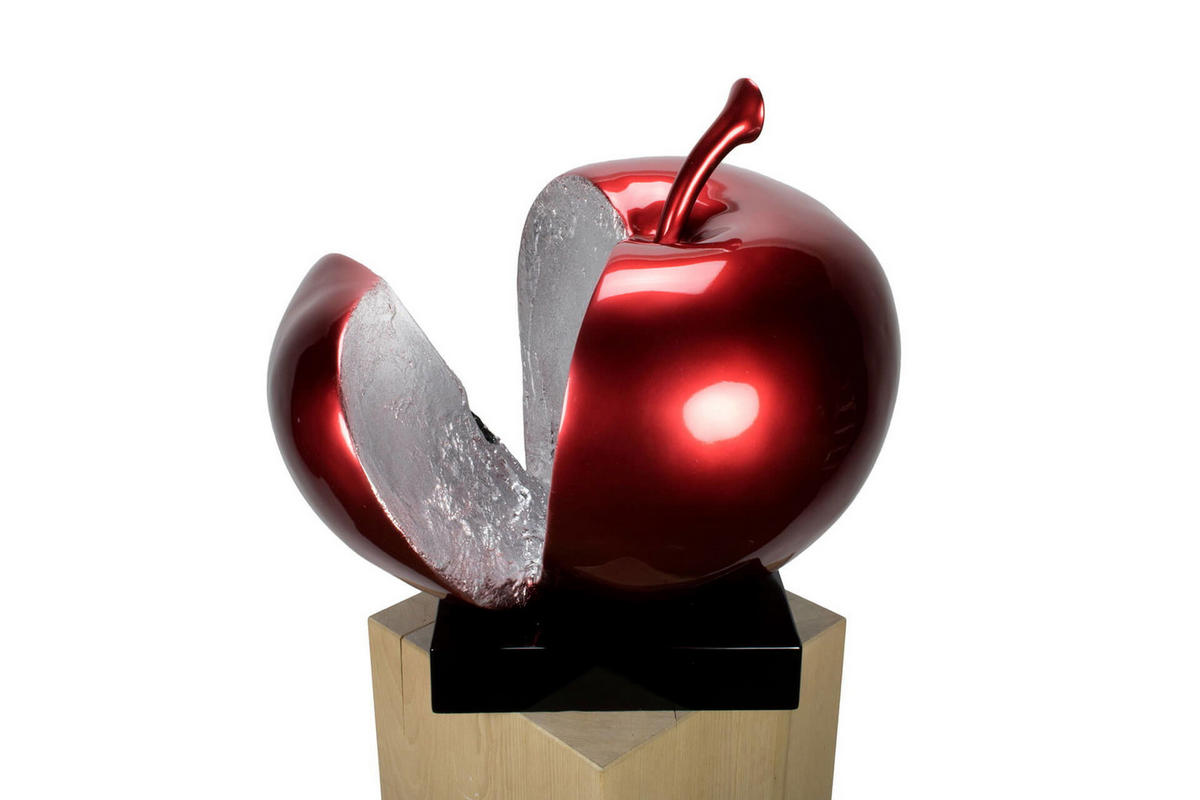 SKULPTUR Rot 51/54 cm - Rot/Silberfarben, Stein (11.2/54/40cm) - KUNSTLOFT