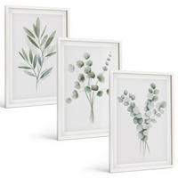 BILDER SET 3er Set - 40x60 cm Weißer Rahmen - Pflanzenmuster mit Grün - Weiß, Kunststoff (40/60cm) - TULUP