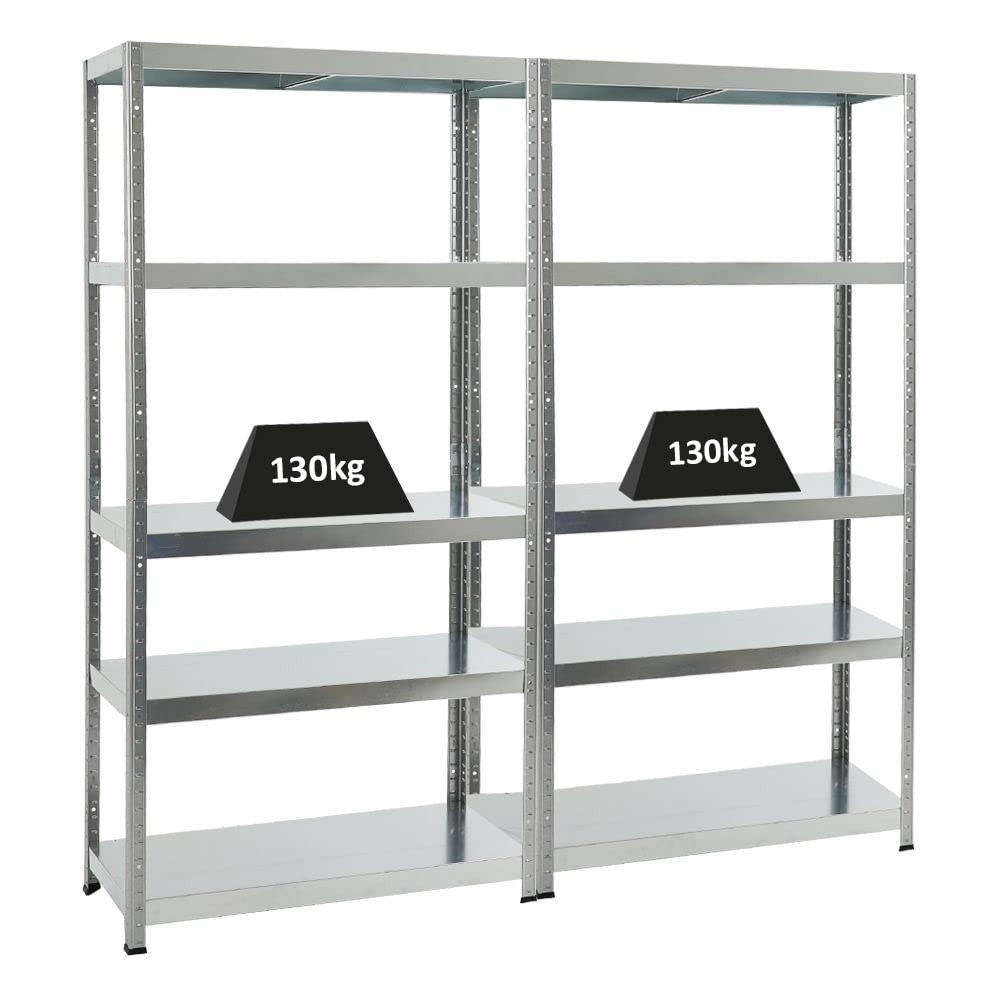 SCHWERLASTREGAL Steel Eagle 2er-Set mit 2x 180x90x40 cm Fachlast 130 kg Verzinkt - Silberfarben, Metall (180/180/40cm) - PROREGAL