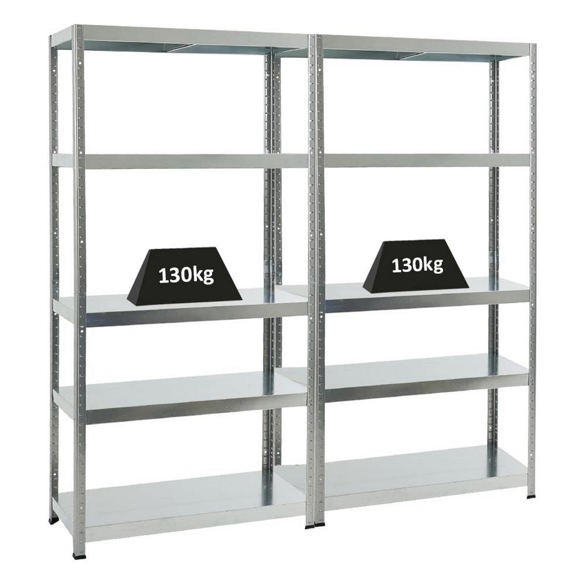 SCHWERLASTREGAL Steel Eagle 2er-Set mit 2x 180x90x40 cm Fachlast 130 kg Verzinkt - Silberfarben, Metall (180/180/40cm) - PROREGAL