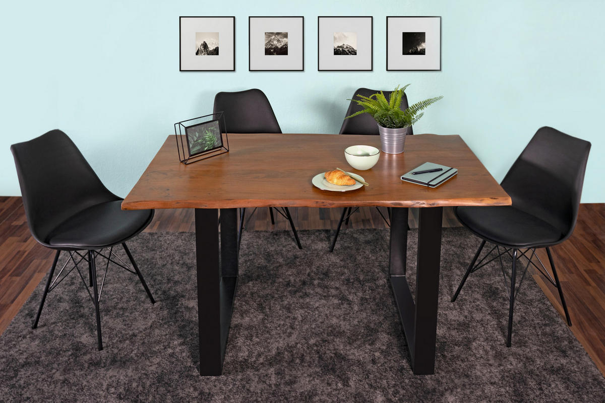 ESSTISCH MAX - Nussbaumfarben/Schwarz, Holz/Metall (80/120/77cm) - SAM
