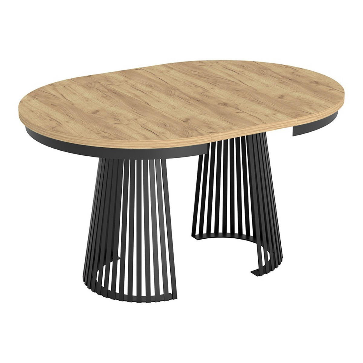 ESSTISCH Garda rund ausziehbar 100-180 x 100 x 76,6 cm Eiche Artisan/Schwarz - Schwarz/Eiche Artisan, Holzwerkstoff (100/100/76.6cm) - Koseto