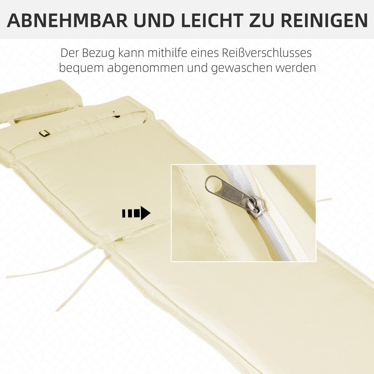 SITZKISSEN, Polyester, Cremeweiß - Creme, Naturmaterialen/Kunststoff (53/5/198cm) - Outsunny