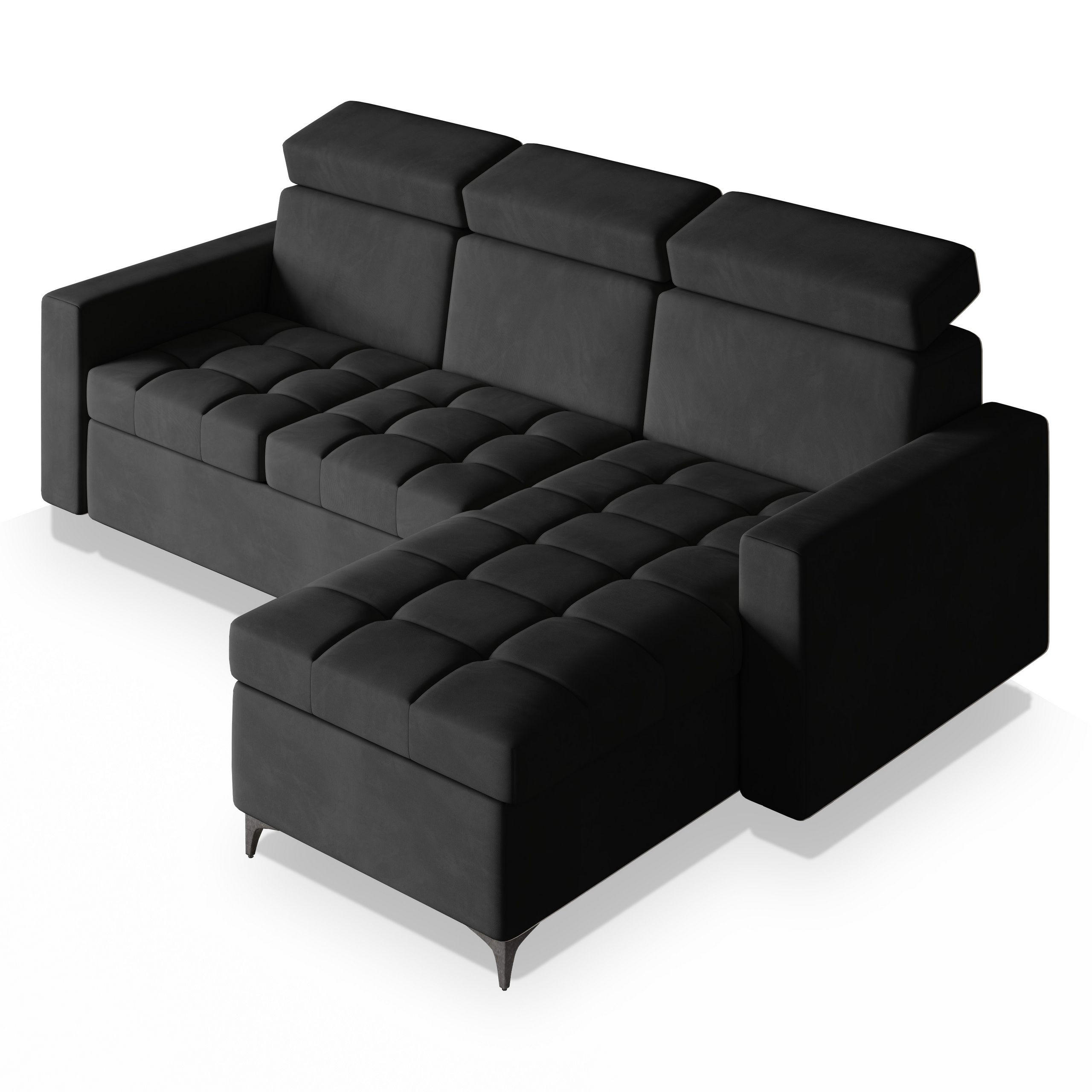 ROHOVÁ SEDAČKA KAME černá - černá, kov/dřevo (227/168cm) - MASSENO