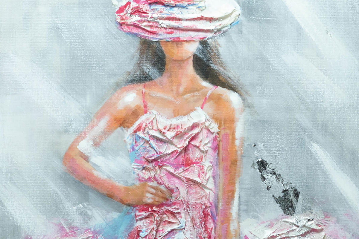 ACRYLBILD HANDGEMALT 60/120 cm - Pink/Weiß, Holz/Textil (60/120cm) - KUNSTLOFT