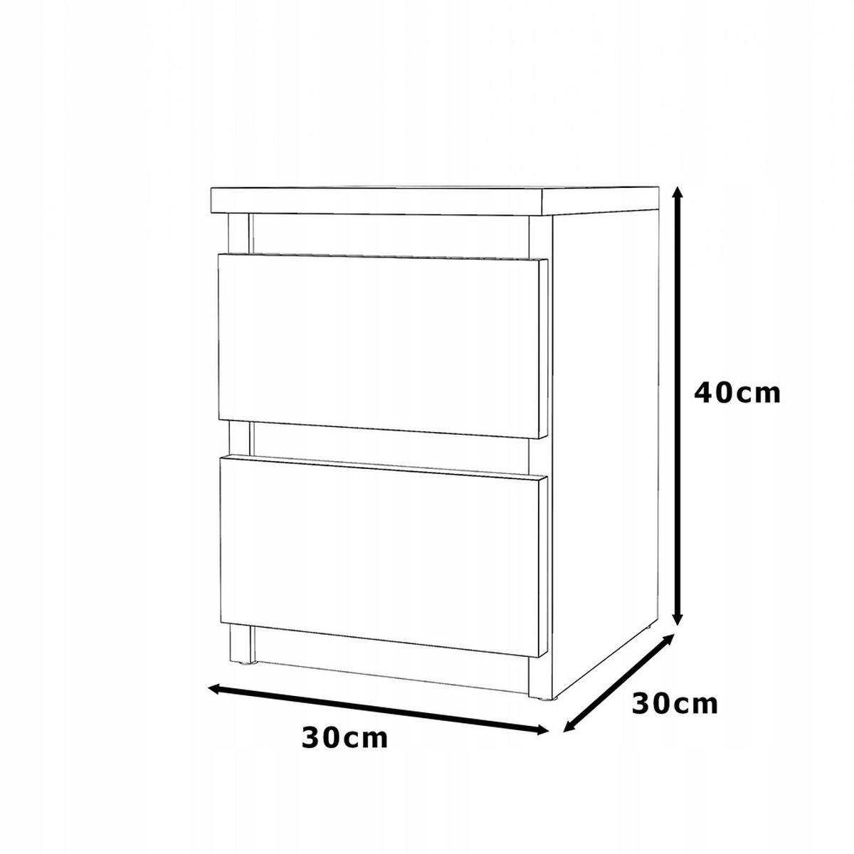 NACHTTISCH – Beton/Weiß Hochglanz - Weiß Hochglanz/Grau, Holz (30/40/30cm) - Stiv Meble