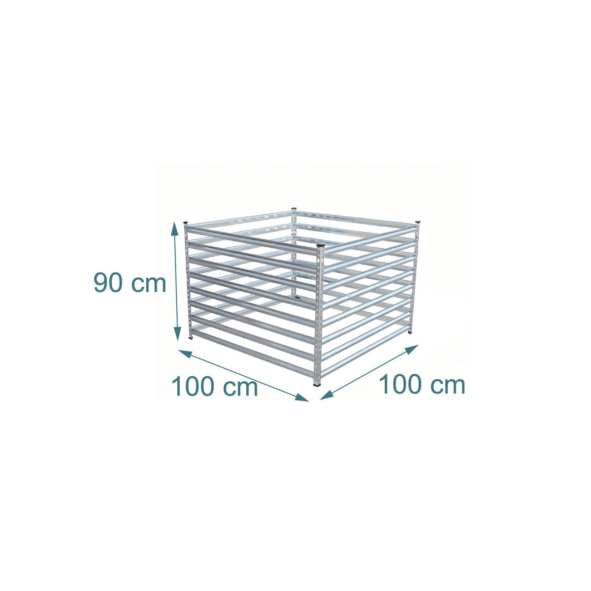 COMPOSTOR Argintiu oțel galvanizat 100x100 cm - argintiu, material plastic/metal (100/91.3/100cm) - Relaxdays