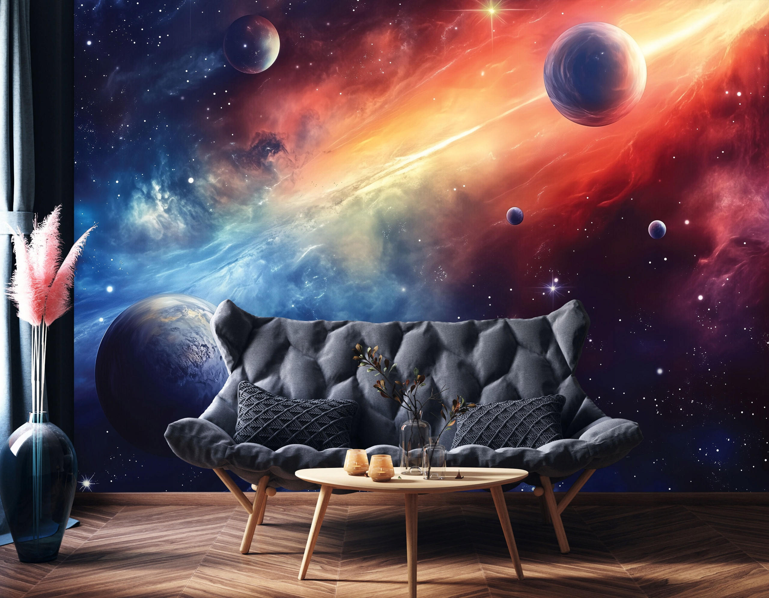FOTOTAPETE Kinderzimmer Junge Weltall 150x105 - Multicolor, Papier (150/105cm) - Wallarena